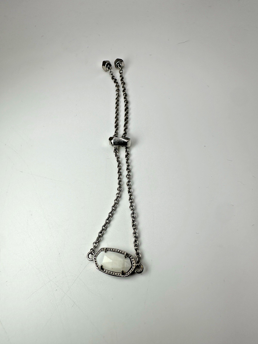 Kendra Scott Elaina Silver Bracelet Ivory Mother of Pearl Adjustable Slider
